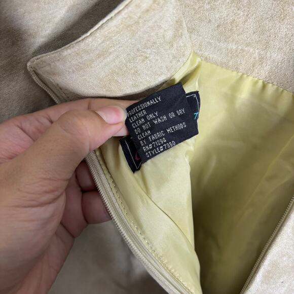 Eye Candy Cream Suede Leather Vintage Mini Skirt Sz 11 - Picture 5 of 9